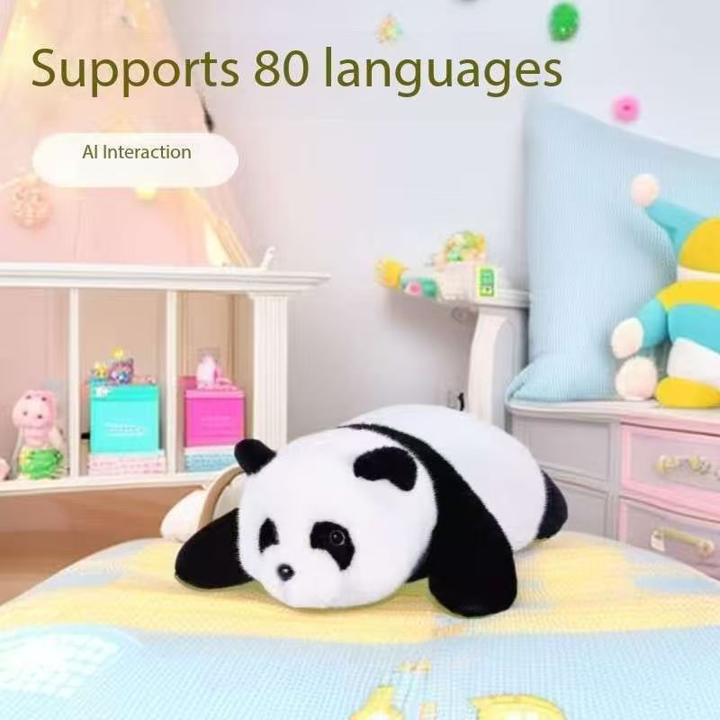 panda ai intelligent plush toy, capable of touching, blinking, drinking milk, hiccupping, crying, and smiling; it's a stuffed toy with these interactive features. panda ai intelligent plush toy, capable of touching, blinking, drinking milk, hiccupping, crying, and smiling; it's a stuffed toy with these interactive features.