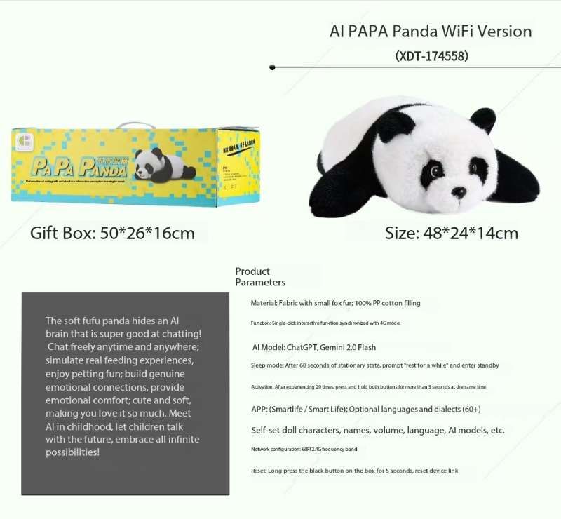 Chinese-made intelligent panda stuffed toys are equipped to understand multiple languages. auto draft