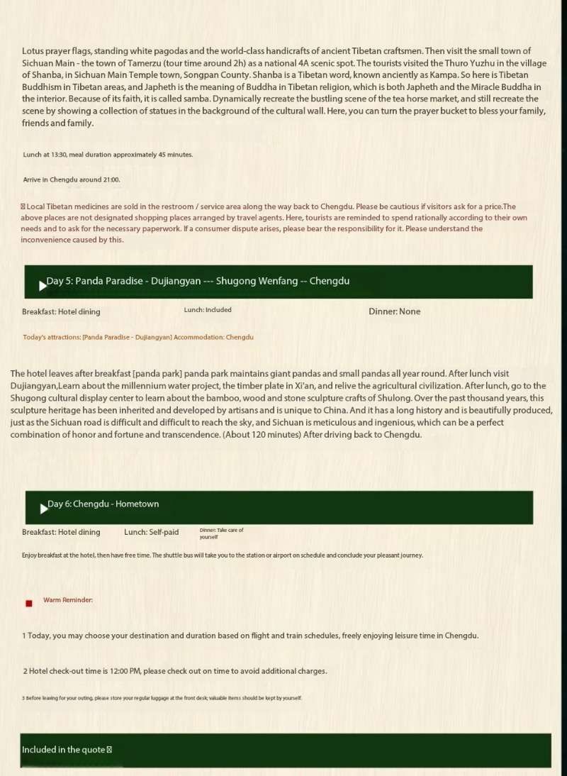 vip sichuan classic sichuan (jiuhuang duxiong) 6 days 5 nights